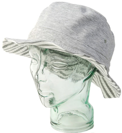 スウェット リバーシブル ボーダー ハットBIGWATCH正規品 MIXグレー ネイビー (2色) ストライプ サファリ フェスハット ビッグワッチ 春 夏 秋 UVケア バケットハット