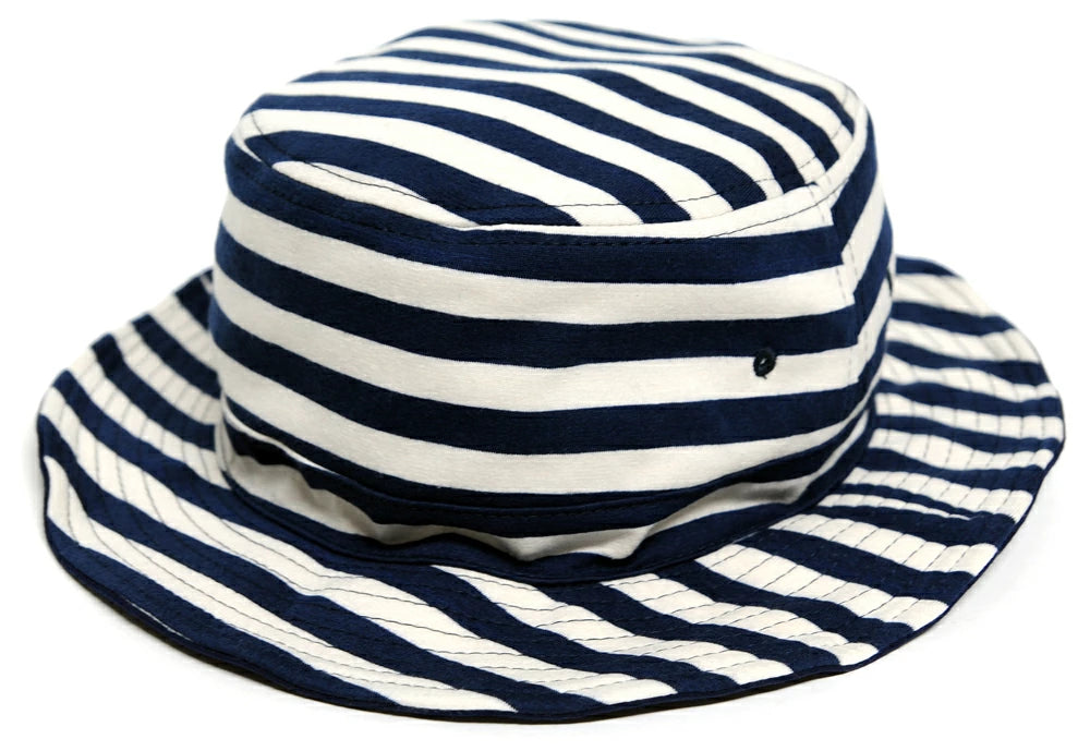 スウェット リバーシブル ボーダー ハットBIGWATCH正規品 MIXグレー ネイビー (2色) ストライプ サファリ フェスハット ビッグワッチ 春 夏 秋 UVケア バケットハット