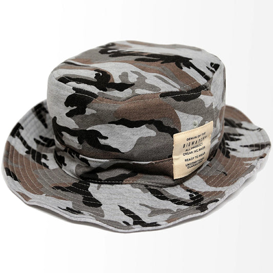 カモ柄 スウェット サファリ ハット MIXグレーカモ 迷彩柄 サファリ バケットハット ビッグワッチ HA-19 春夏