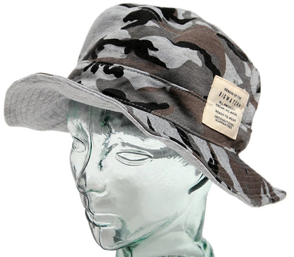 カモ柄 スウェット サファリ ハット MIXグレーカモ 迷彩柄 サファリ バケットハット ビッグワッチ HA-19 春夏