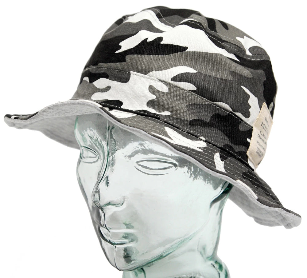 カモ柄 コットン サファリ ハットBIGWATCH正規品 グレーカモ MIXグレー リバーシブル 迷彩 カモフラージュ サファリ バケットハット ビッグワッチ HA-20 春 夏 秋 UVケア バケットハット