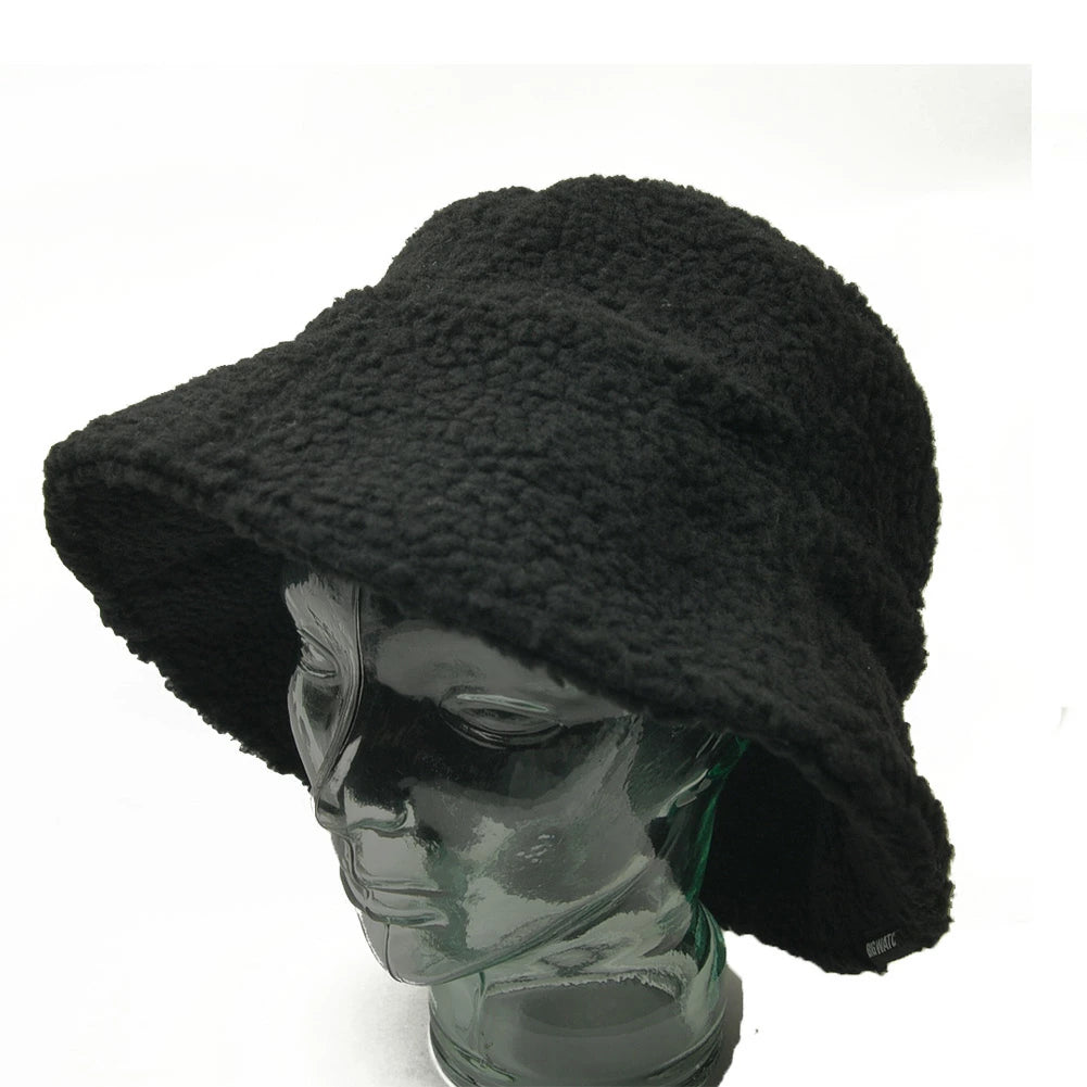 ボア生地 バケットハット ブラック 黒 BIGWATCH ボア HA-39 バケットハット 秋冬用 男女兼用