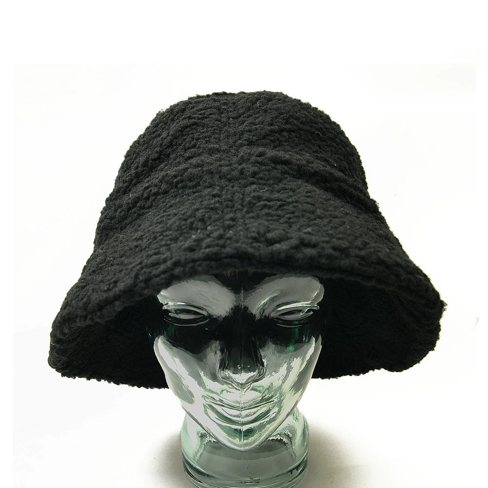 ボア生地 バケットハット ブラック 黒 BIGWATCH ボア HA-39 バケットハット 秋冬用 男女兼用