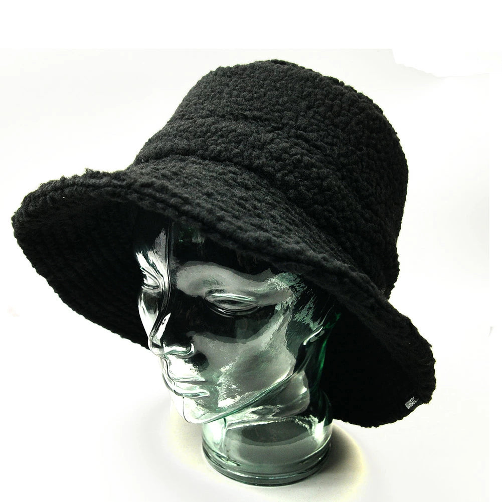ボア生地 ハット ブラック 黒 BIGWATCH ボア HA-41 バケットハット 秋冬用 男女兼用
