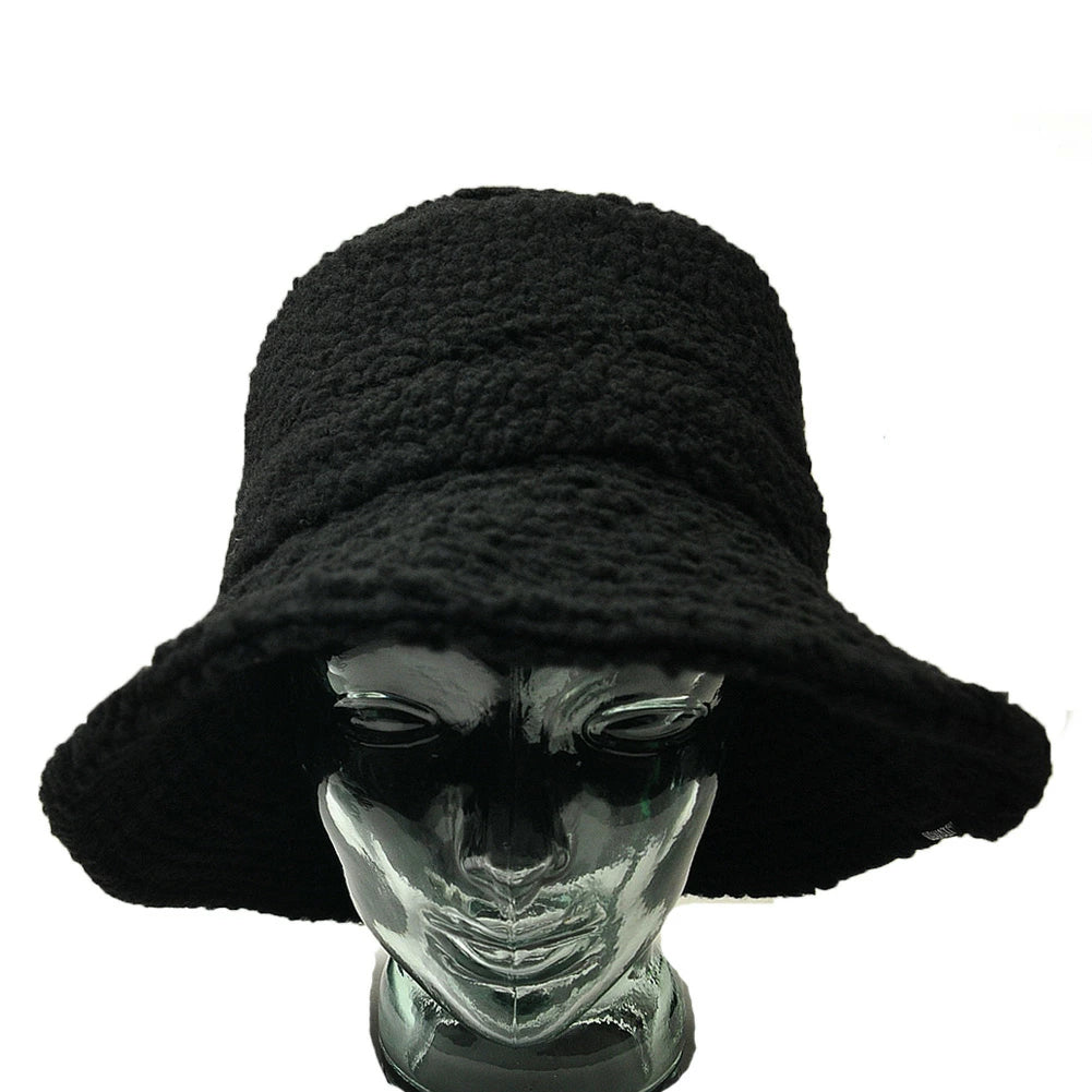 ボア生地 ハット ブラック 黒 BIGWATCH ボア HA-41 バケットハット 秋冬用 男女兼用