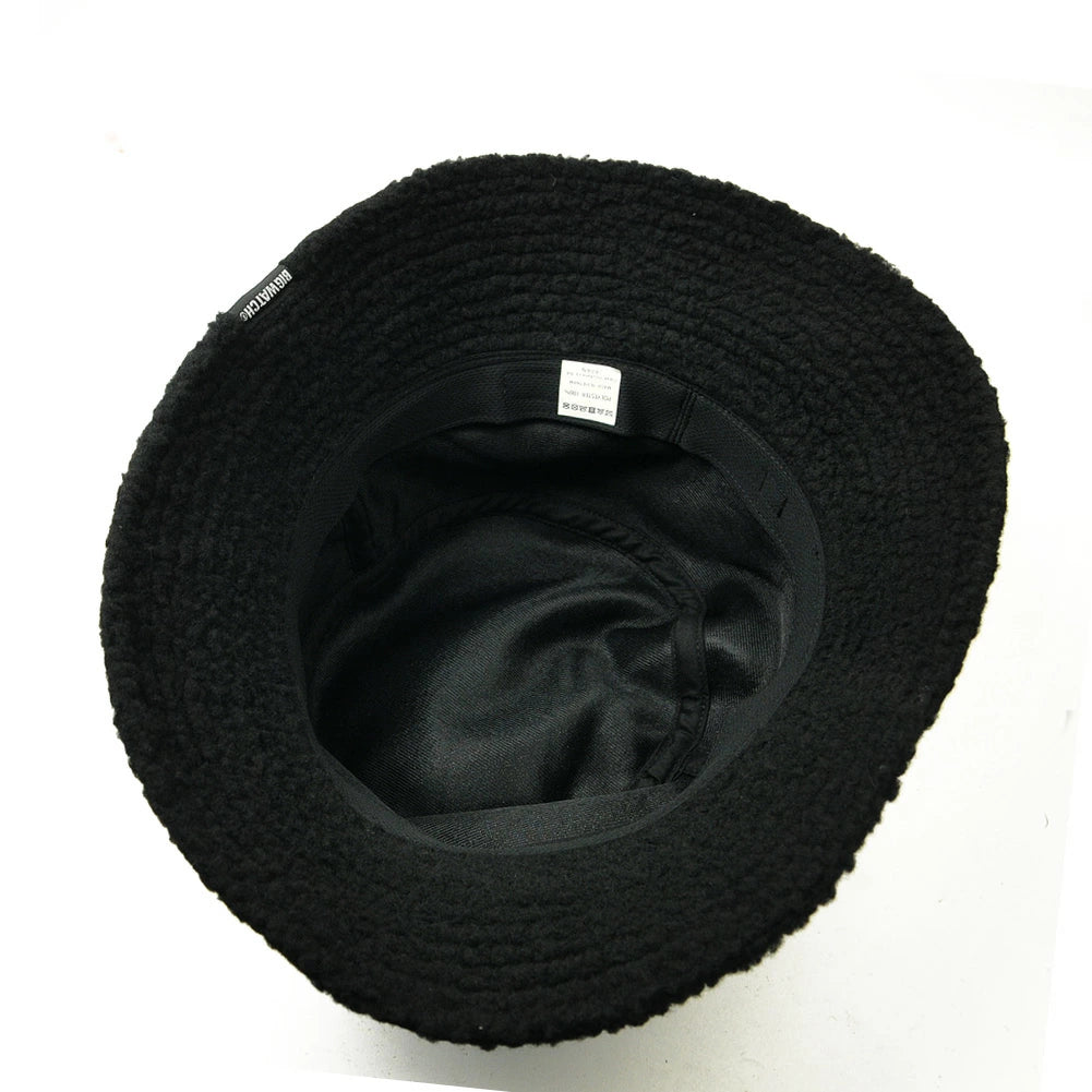ボア生地 ハット ブラック 黒 BIGWATCH ボア HA-41 バケットハット 秋冬用 男女兼用