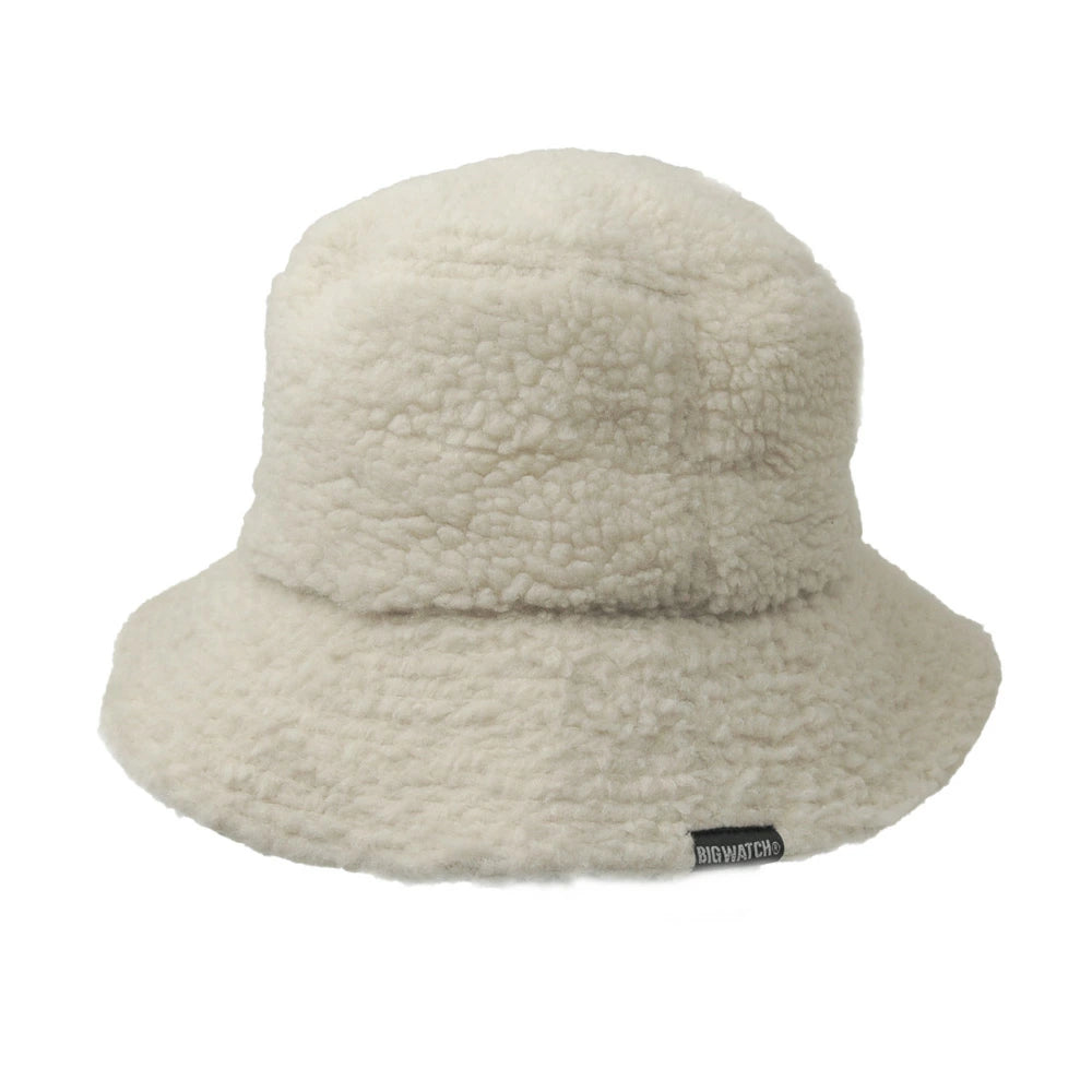 ボア生地 ハット アイボリー 白 BIGWATCH ボア HA-42 バケットハット 秋冬用 男女兼用