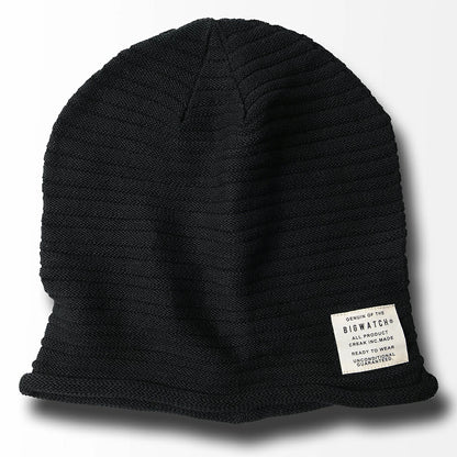 ヘンプスリムボーダーBIGWATCH（ビッグワッチ） ブラック 黒 ニットキャップ ニット帽 ルーズ ヘンプロール サイズ HM-08 春 秋 冬