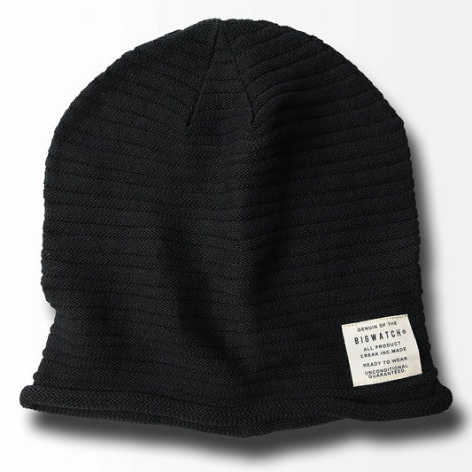 ヘンプスリムボーダーBIGWATCH（ビッグワッチ） ブラック 黒 ニットキャップ ニット帽 ルーズ ヘンプロール サイズ HM-08 春 秋 冬
