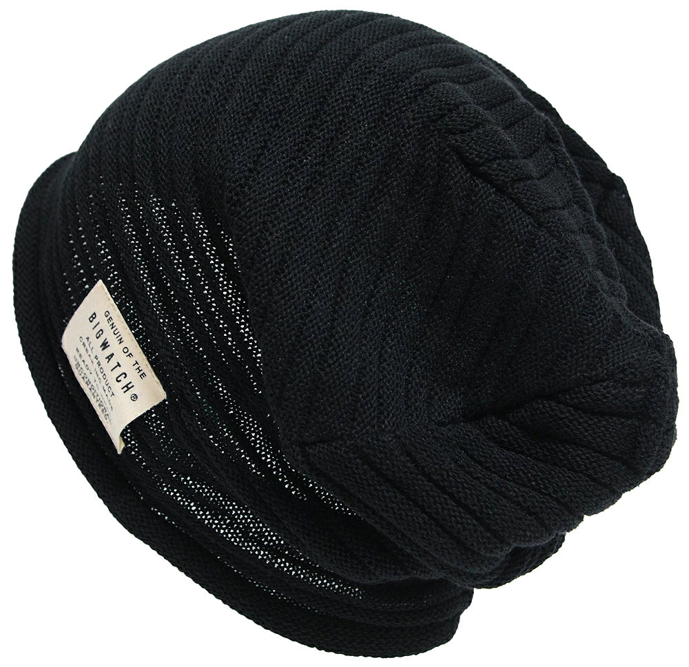 ヘンプスリムボーダーBIGWATCH（ビッグワッチ） ブラック 黒 ニットキャップ ニット帽 ルーズ ヘンプロール サイズ HM-08 春 秋 冬