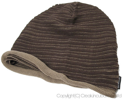 ヘンプスリムボーダーBIGWATCH（ビッグワッチ） ブラウン グレージュ ニットキャップ ニット帽 ルーズ ヘンプロール HM-09 春 秋 冬