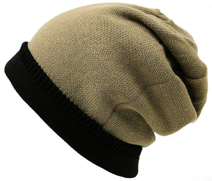 ロング ヘンプMIXリバーシブルBIGWATCH 黒ブラック グレージュ ルーズニット ニット帽 ニットキャップ サイズ HM-12 春 秋 冬