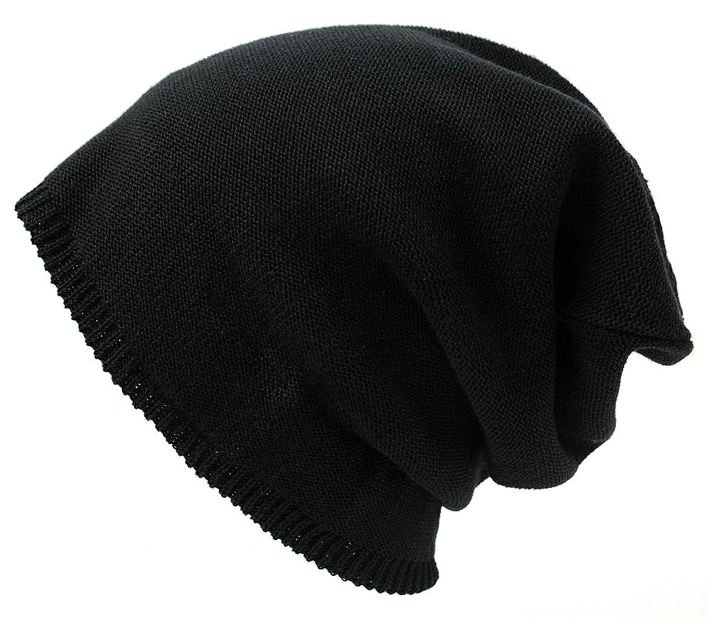 ロング ヘンプMIXリバーシブルBIGWATCH 黒ブラック グレージュ ルーズニット ニット帽 ニットキャップ サイズ HM-12 春 秋 冬