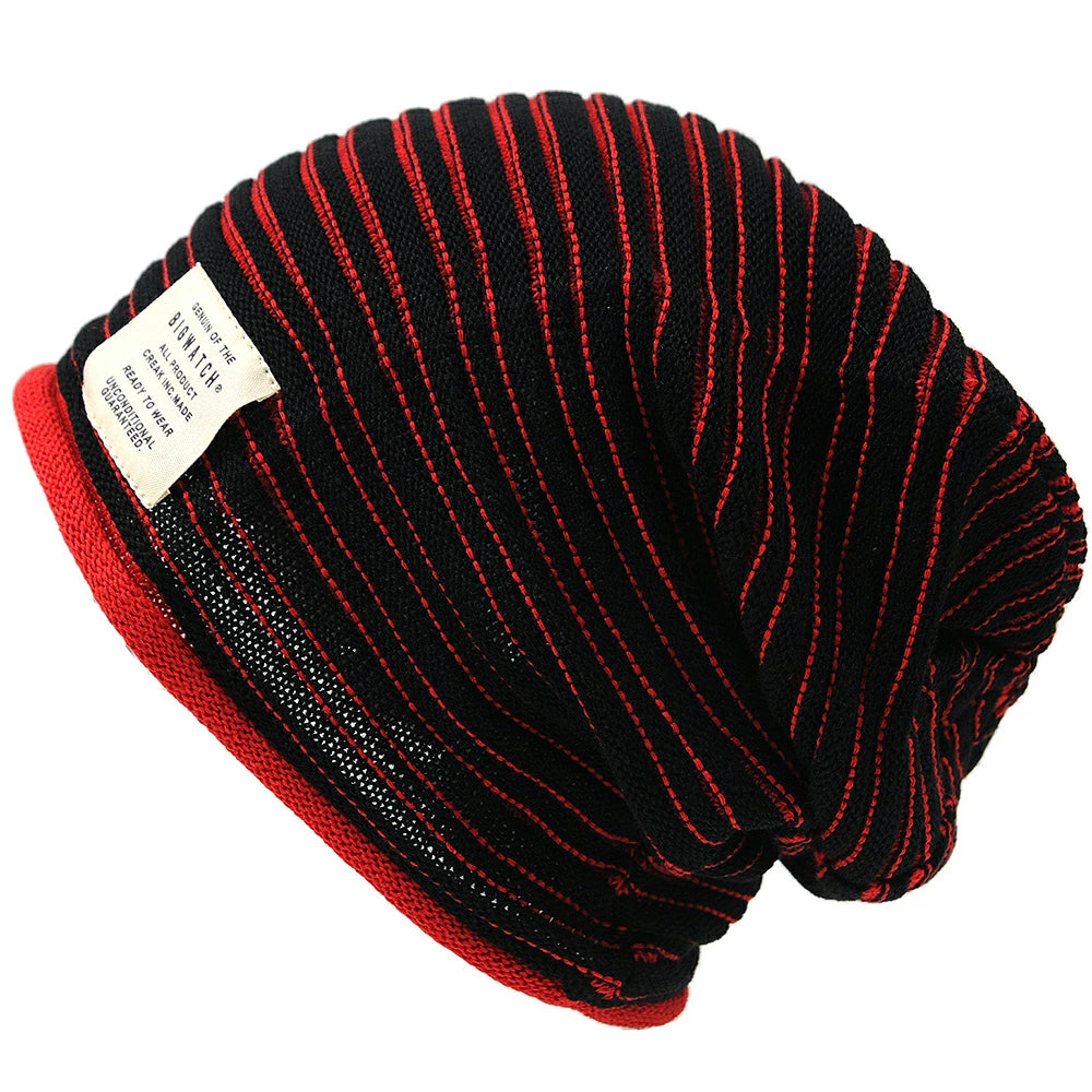 ヘンプ ニットキャップ ブラック レッド HM-17/ビッグワッチ 春 夏 秋