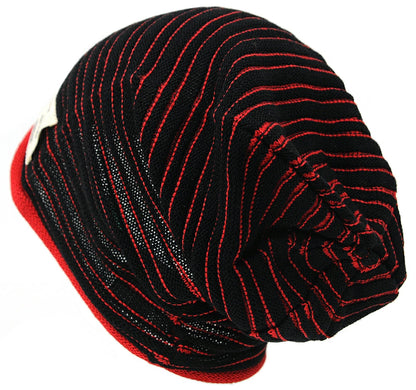 ヘンプ ニットキャップ ブラック レッド HM-17/ビッグワッチ 春 夏 秋