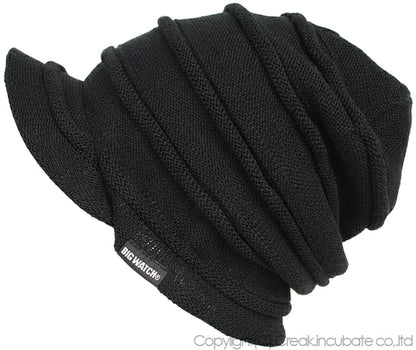 ヘンプロール ニットキャップ つば付き 黒 HMT-02 春 夏 秋 冬 UVケア/ビッグワッチ