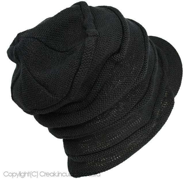 ヘンプロール ニットキャップ つば付き 黒 HMT-02 春 夏 秋 冬 UVケア/ビッグワッチ