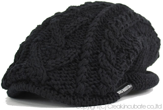 ケーブル ビッグ ニットハンチング BIGWATCH正規品 ブラック ビッグワッチ ハンチング つば付帽子 サイズ HN-04 秋 冬 防寒