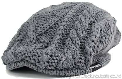 ケーブルビッグ ニット ハンチングBIGWATCH正規品 チャコール ビッグワッチ ハンチング つば付帽子 サイズ HN-05 秋 冬 防寒