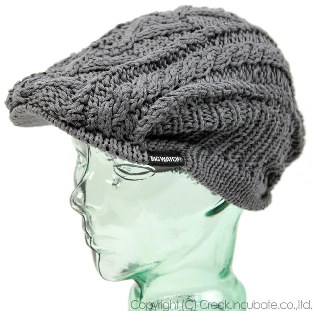 ケーブルビッグ ニット ハンチングBIGWATCH正規品 チャコール ビッグワッチ ハンチング つば付帽子 サイズ HN-05 秋 冬 防寒