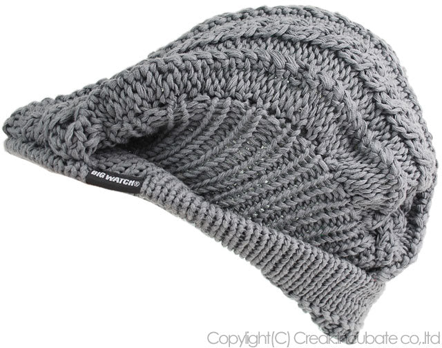 ケーブルビッグ ニット ハンチングBIGWATCH正規品 チャコール ビッグワッチ ハンチング つば付帽子 サイズ HN-05 秋 冬 防寒
