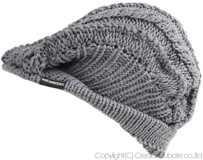 ケーブルビッグ ニット ハンチングBIGWATCH正規品 チャコール ビッグワッチ ハンチング つば付帽子 サイズ HN-05 秋 冬 防寒