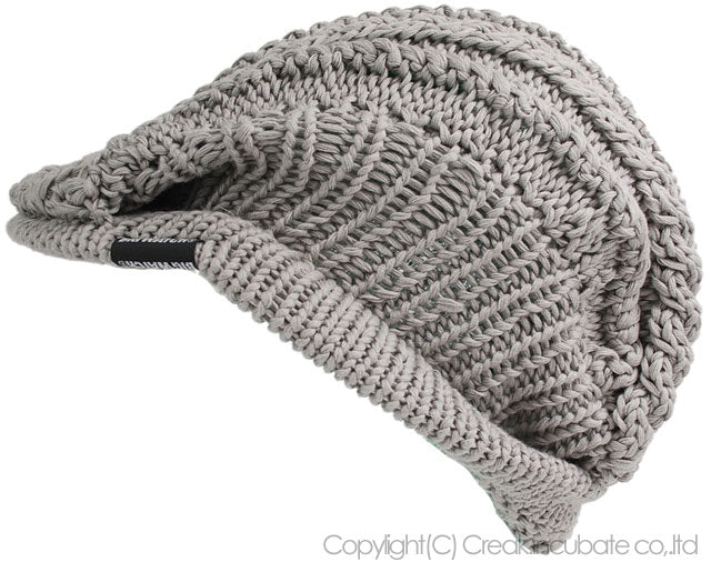ケーブルビッグ ニット ハンチング BIGWATCH正規品 グレー ビッグワッチ ハンチング ルーズ ケーブル つば付帽子 フリーサイズ HN-06 秋 冬 防寒