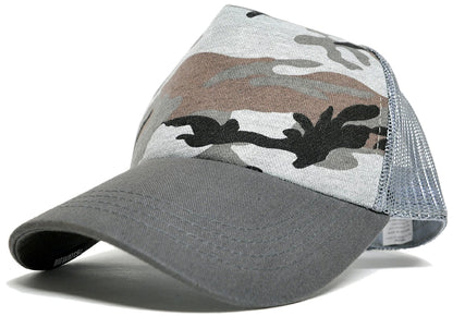 カモ柄メッシュキャップ BIGWATCH正規品 2色 グレーカモ グリーンカモ 迷彩柄 アーミー ミリタリー サバゲー メッシュキャップ ビッグサイズ ビッグワッチ 春 夏 秋 UVケア