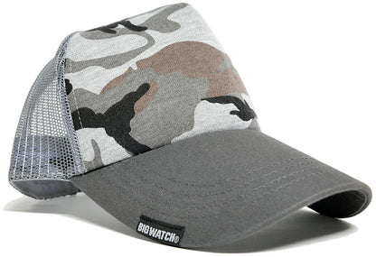 カモ柄メッシュキャップ BIGWATCH正規品 2色 グレーカモ グリーンカモ 迷彩柄 アーミー ミリタリー サバゲー メッシュキャップ ビッグサイズ ビッグワッチ 春 夏 秋 UVケア