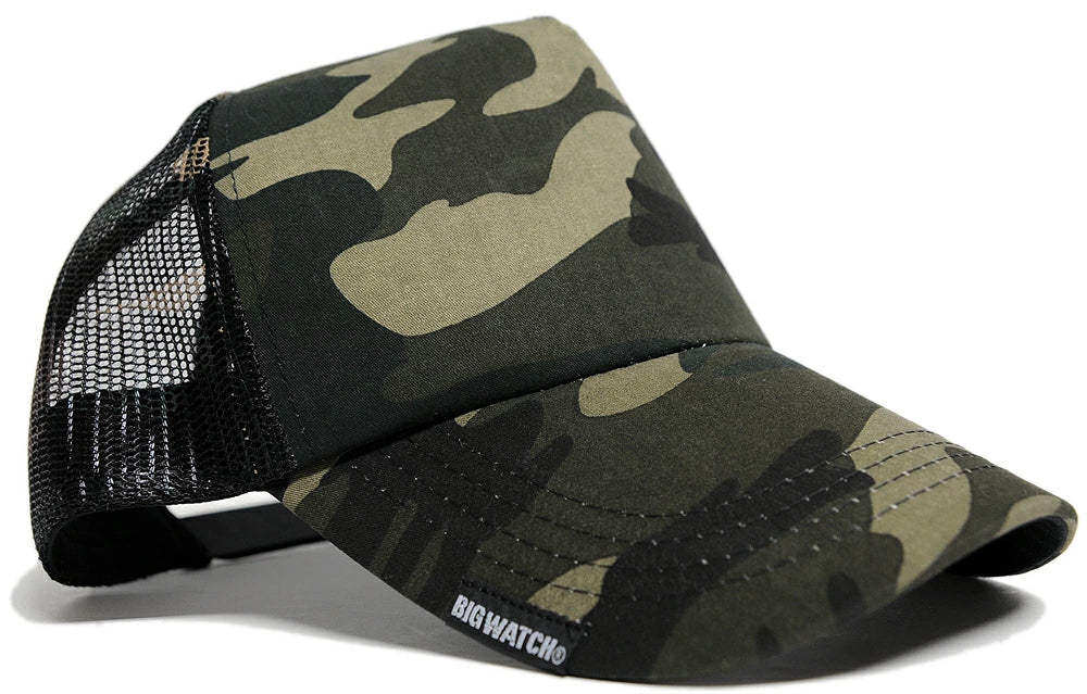 カモ柄メッシュキャップ BIGWATCH正規品 2色 グレーカモ グリーンカモ 迷彩柄 アーミー ミリタリー サバゲー メッシュキャップ ビッグサイズ ビッグワッチ 春 夏 秋 UVケア