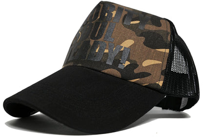 カモ柄コットン メッシュキャップ 2色 ブラウン ホワイト ブラック 迷彩柄 ビッグサイズ KCP-03A-03B 春夏
