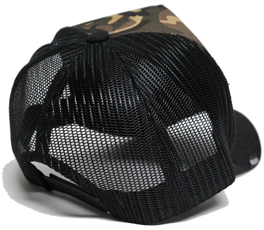 カモ柄コットン メッシュキャップ 2色 ブラウン ホワイト ブラック 迷彩柄 ビッグサイズ KCP-03A-03B 春夏