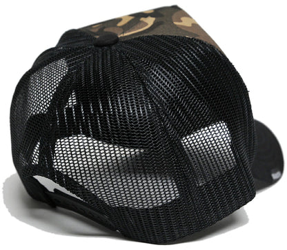 カモ柄コットン メッシュキャップ 2色 ブラウン ホワイト ブラック 迷彩柄 ビッグサイズ KCP-03A-03B 春夏