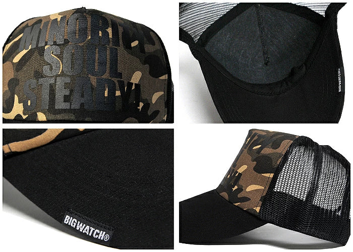 カモ柄コットン メッシュキャップ 2色 ブラウン ホワイト ブラック 迷彩柄 ビッグサイズ KCP-03A-03B 春夏