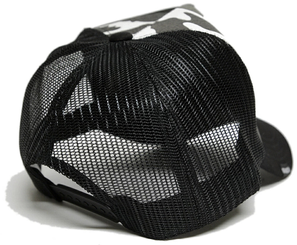 カモ柄コットン メッシュキャップ 2色 ブラウン ホワイト ブラック 迷彩柄 ビッグサイズ KCP-03A-03B 春夏