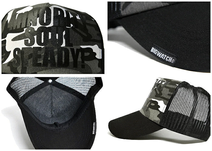 カモ柄コットン メッシュキャップ 2色 ブラウン ホワイト ブラック 迷彩柄 ビッグサイズ KCP-03A-03B 春夏