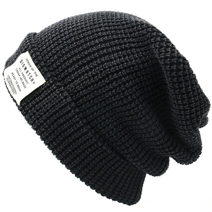 ワンウォッシュ ロング ラージスケール ニット ビッグワッチ BIGWATCH ブラック 黒 ローゲージ ニットキャップ ルーズ ニットワッチ ニット帽 ざっくり編み ウォッシュ加工 コットン100％ LG-02 秋冬