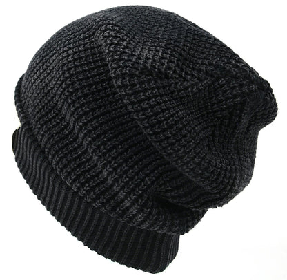ワンウォッシュ リブ ラージスケール ニット ビッグワッチ BIGWATCH ブラック 黒 ローゲージ ニットキャップ ルーズ ニットワッチ ニット帽 ざっくり編み ウォッシュ加工 コットン100％ LG-03 秋冬