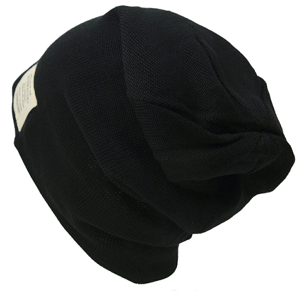 プレーンリバーシブルニット帽 ニットキャップ 黒/BIGWATCH