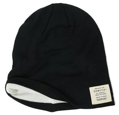 プレーンリバーシブルニット帽 ニットキャップ 黒/BIGWATCH