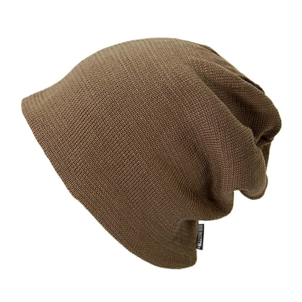 プレーンリバーシブルBIGWATCH ブラウン ベージュ ルーズ ワッチキャップ ニット帽 ニットキャップ P-04 春 秋 冬