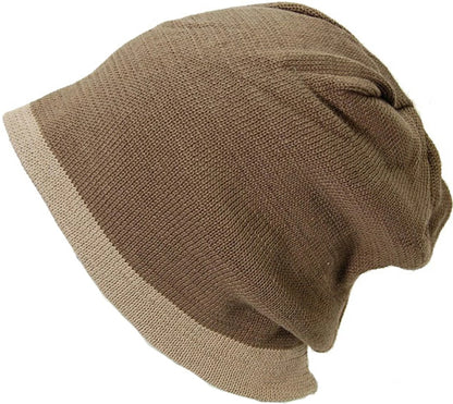 プレーンリバーシブルBIGWATCH(ビッグワッチ) ベージュ ブラウン ニットキャップ ルーズ ワッチキャップ ニット帽子 P-06 春 秋 冬