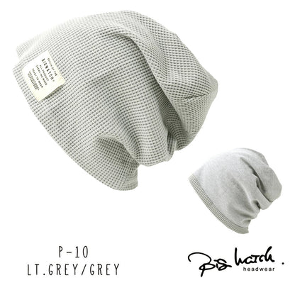 サーマルリバーシブル ニットキャップ ルーズ ワッチキャップ ニット Lサイズ P-11 春秋 ビッグワッチ 黒/ベージュ/グレー