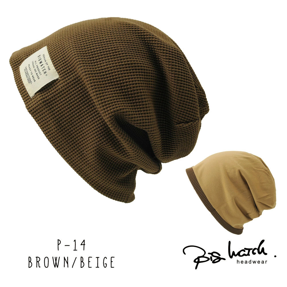 サーマルリバーシブル ニットキャップ ルーズ ワッチキャップ ニット Lサイズ P-11 春秋 ビッグワッチ 黒/ベージュ/グレー