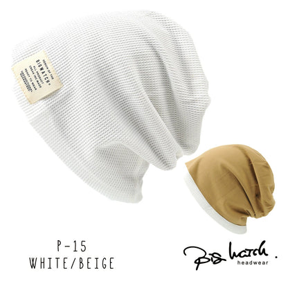 サーマルリバーシブル ニットキャップ ルーズ ワッチキャップ ニット Lサイズ P-11 春秋 ビッグワッチ 黒/ベージュ/グレー