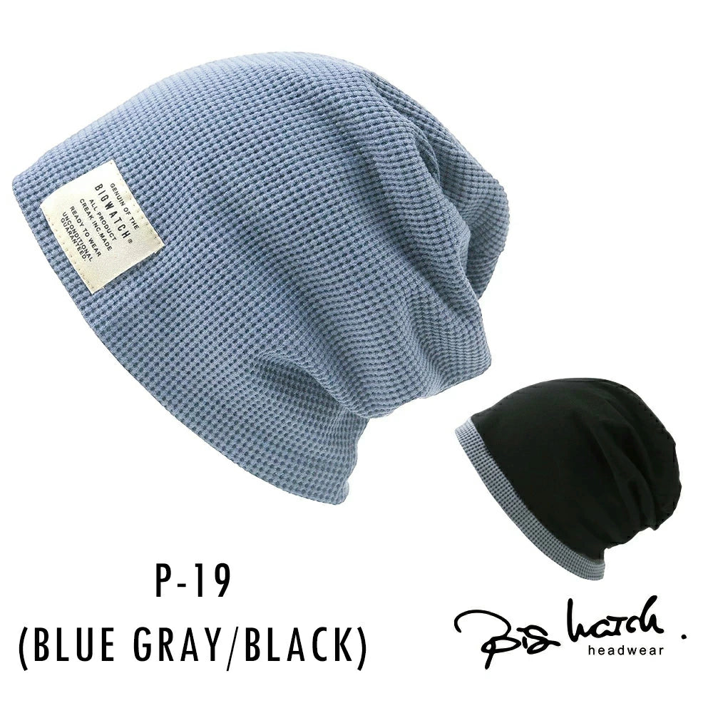 サーマルリバーシブル ニットキャップ ルーズ ワッチキャップ ニット Lサイズ P-11 春秋 ビッグワッチ 黒/ベージュ/グレー