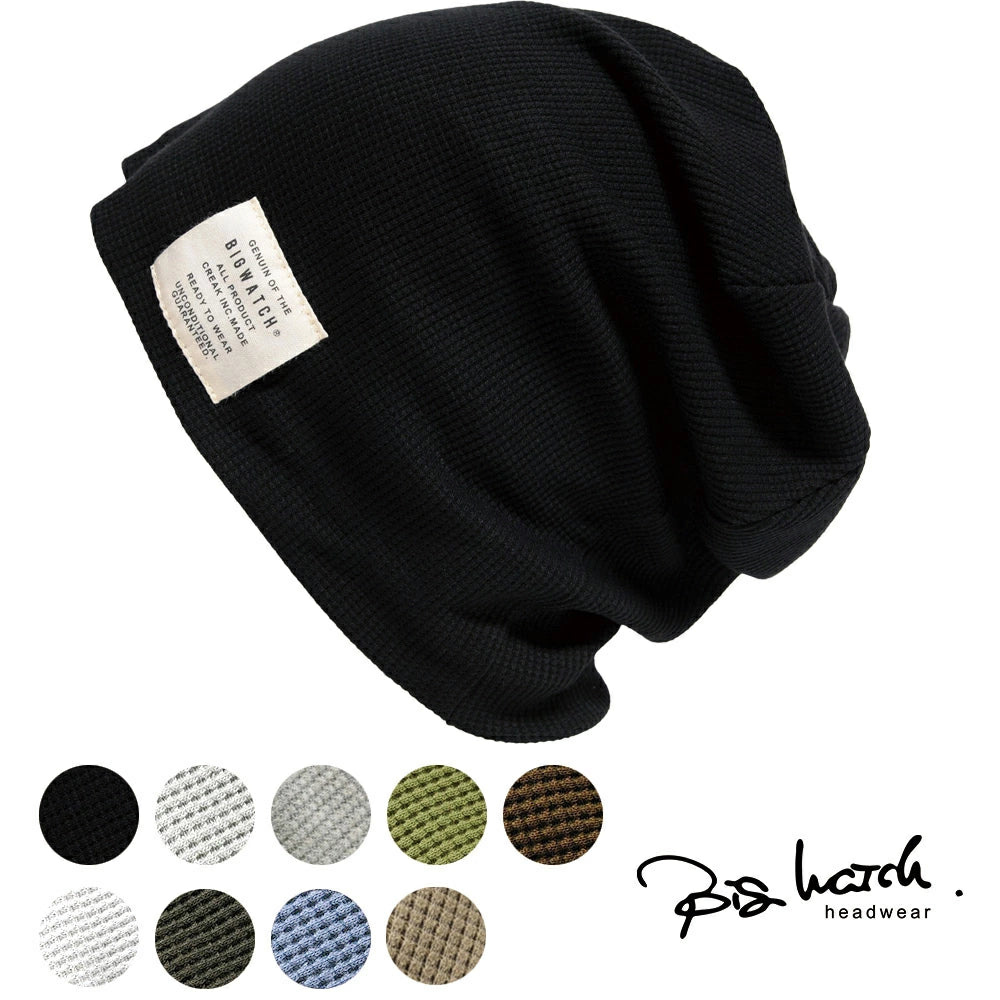 サーマルリバーシブル ニットキャップ ルーズ ワッチキャップ ニット Lサイズ P-11 春秋 ビッグワッチ 黒/ベージュ/グレー