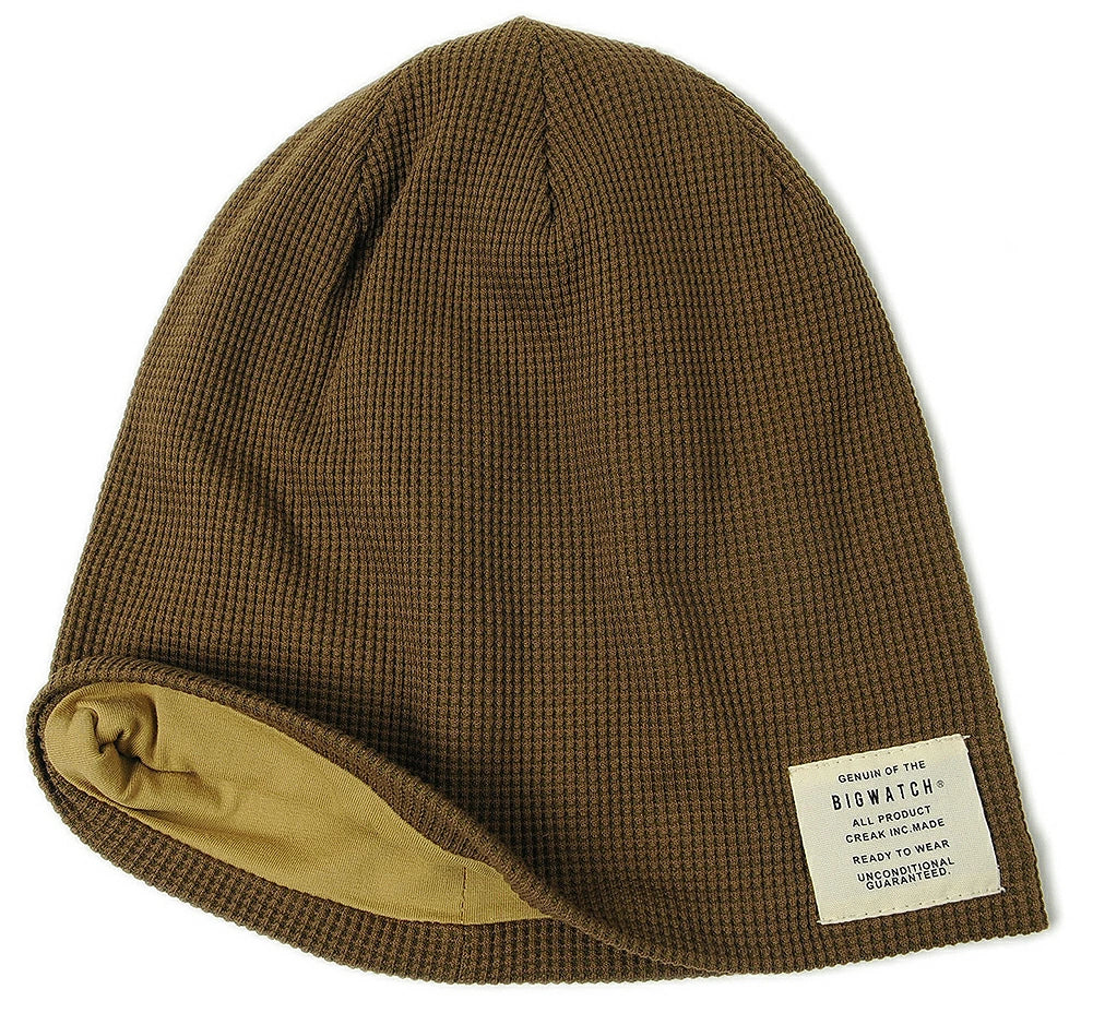 サーマルリバーシブルBIGWATCH正規品 ブラウン ベージュ ニットキャップ ルーズ ワッチキャップ ニット帽子 サイズ P-14 春 秋 冬/ビッグワッチ