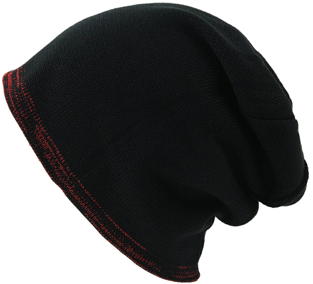 リバーシブルBIGWATCH MIXレッド ブラック 赤 黒 ニットキャップ 定番 ルーズ ワッチキャップ ニット帽子 P-16 春 秋 冬/ビッグワッチ