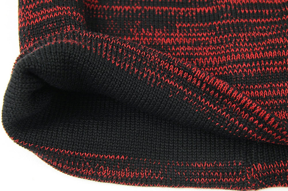 リバーシブルBIGWATCH MIXレッド ブラック 赤 黒 ニットキャップ 定番 ルーズ ワッチキャップ ニット帽子 P-16 春 秋 冬/ビッグワッチ